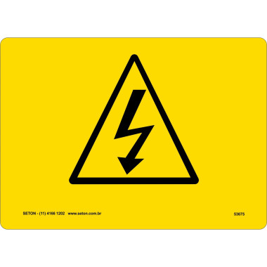 Placa de Sinalização | Símbolo Internacional | Eletricidade | Vinil autoadesivo | 25 x 18cm