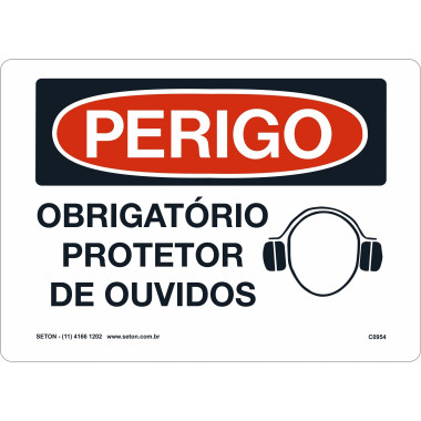 Placa De Perigo - Obrigatório Protetor De Ouvidos