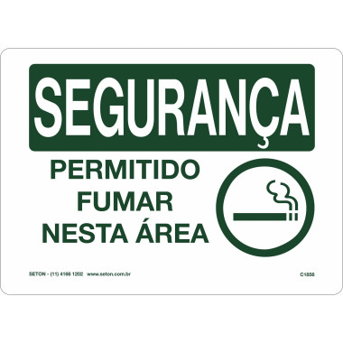 Placa segurança permitido fumar nesta área
