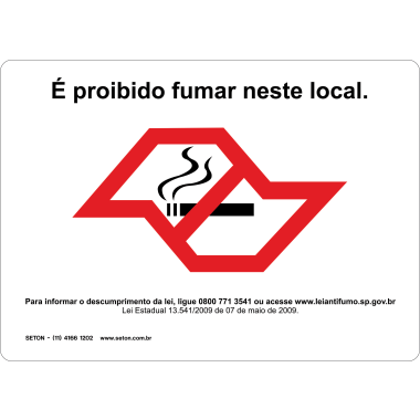 Placa é Proibido Fumar Neste Local Horizontal