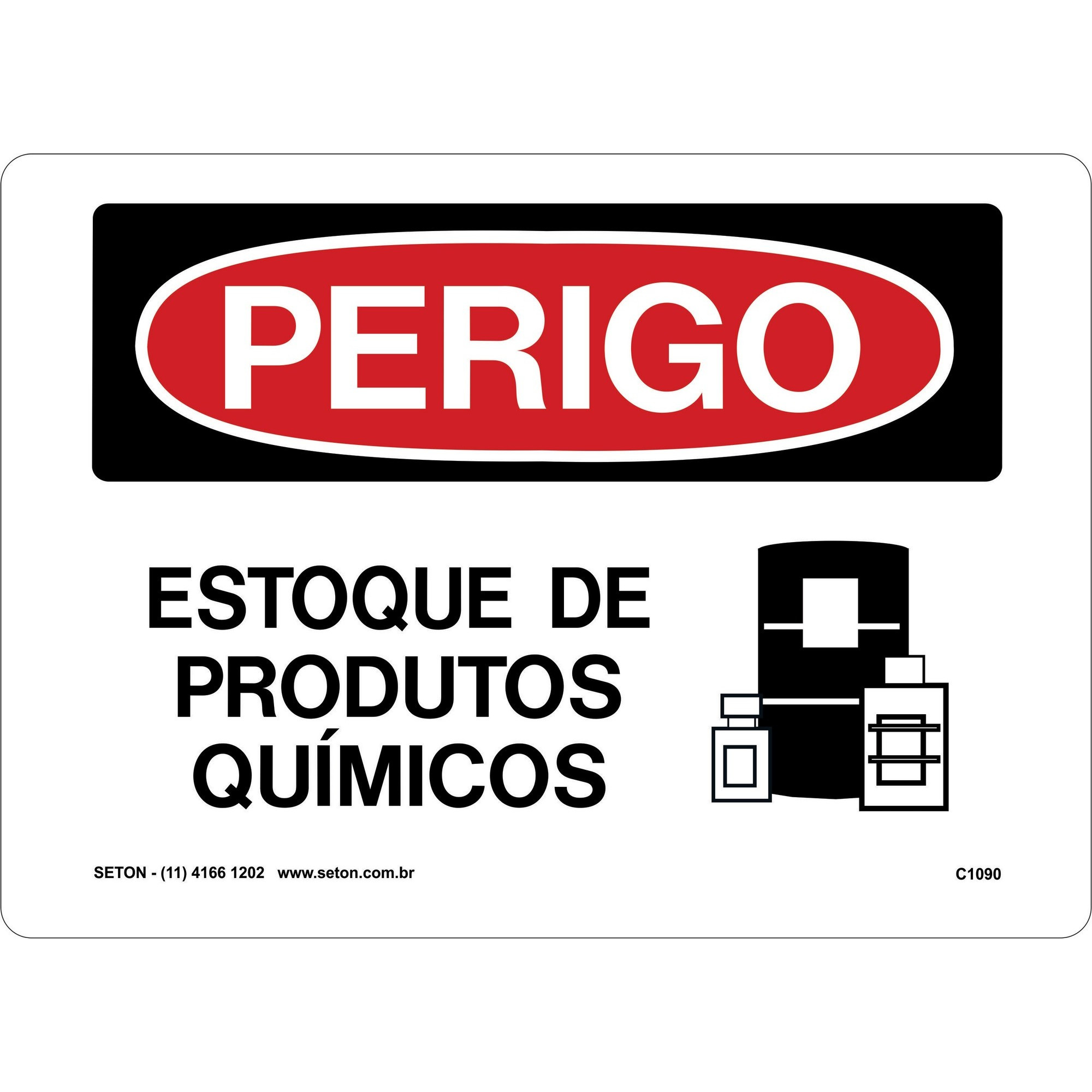 Placa de Sinalização Perigo Armazenamento de Produto Tóxico