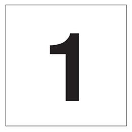 Placa adesiva número 1 pictograma preto em alumínio, plástico ou vinil
