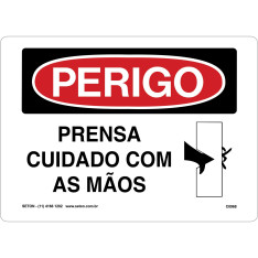 Placa De Perigo - Prensa Cuidado Com As Mãos