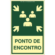 Placa Fotoluminescente De Sinalização De Orientação e Salvamento - Ponto De Encontro Com Legenda - 25 x 40 cm - PVC 2 mm